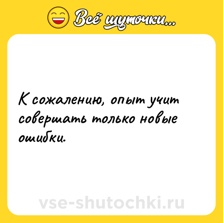 Шутка: К сожалению, опыт учит совершать только новые ошибки.