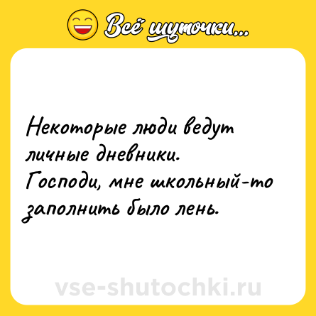 Шутка: Некоторые люди ведут личные дневники. Господи, мне школьный-то заполнить было лень.