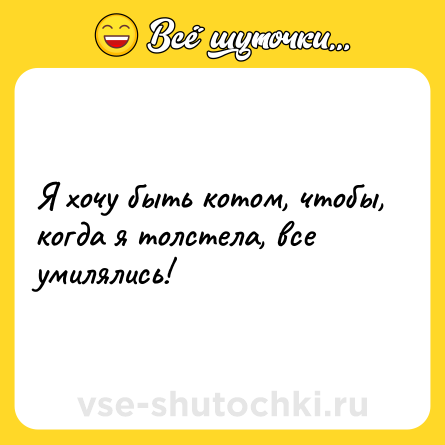 Шутка: Я хочу быть котом, чтобы, когда я толстела, все умилялись!