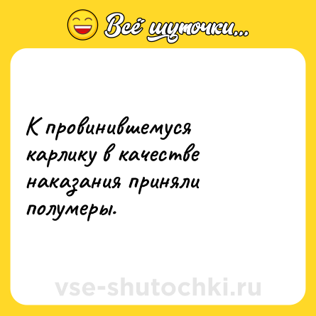 Шутка: К провинившемуся карлику в качестве наказания приняли полумеры.