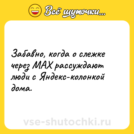 Шутка: Забавно, когда о слежке через МАХ рассуждают люди с Яндекс-колонкой дома.