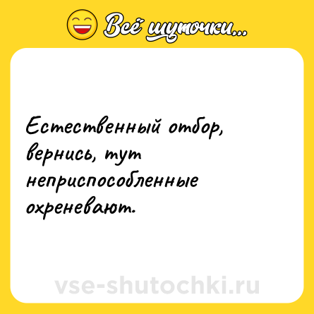 Шутка: Естественный отбор, вернись, тут неприспособленные охреневают.