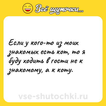 Шутка: Если у кого-то из моих знакомых есть кот, то я буду ходить в гости не к знакомому, а к коту.