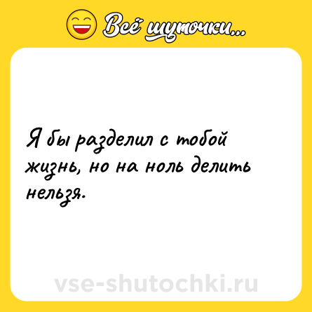 Шутка: Я бы разделил с тобой жизнь, но на ноль делить нельзя.