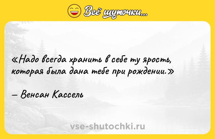 Цитата: Надо всегда хранить в себе ту ярость, которая была дана тебе при рождении.Венсан Кассель
