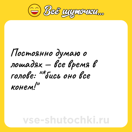 Шутка: Постоянно думаю о лошадях — все время в голове: 