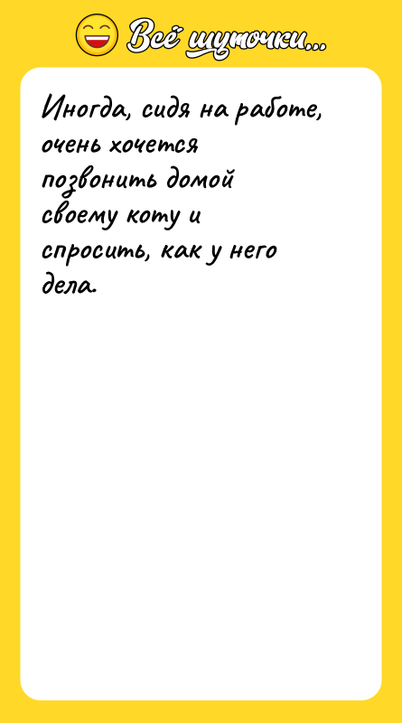 Иногда, сидя на работе, очень хочется позвонить домой своему коту