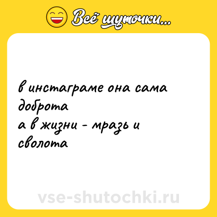 Шутка: в инстаграме она сама доброта <br>а в жизни - мразь и сволота