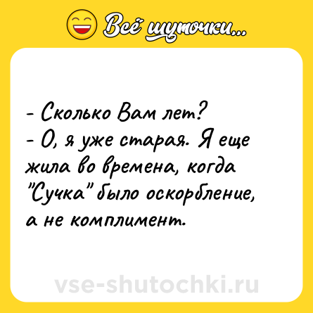 Шутка: - Сколько Вам лет? <br>- О, я уже старая. Я еще жила во времена, когда 