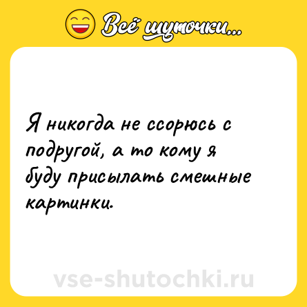Шутка: Я никогда не ссорюсь с подругой, а то кому я буду присылать смешные картинки.