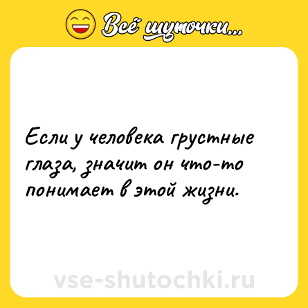 Шутка: Если у человека грустные глаза, значит он что-то понимает в этой жизни.