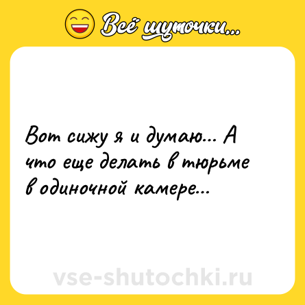 Шутка: Вот сижу я и думаю… А что еще делать в тюрьме в одиночной камере…