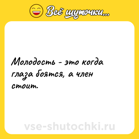 Шутка: Молодость - это когда глаза боятся, а член стоит.