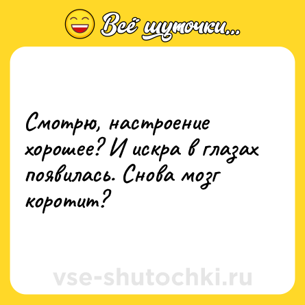 Шутка: Смотрю, настроение хорошее? И искра в глазах появилась. Снова мозг коротит?