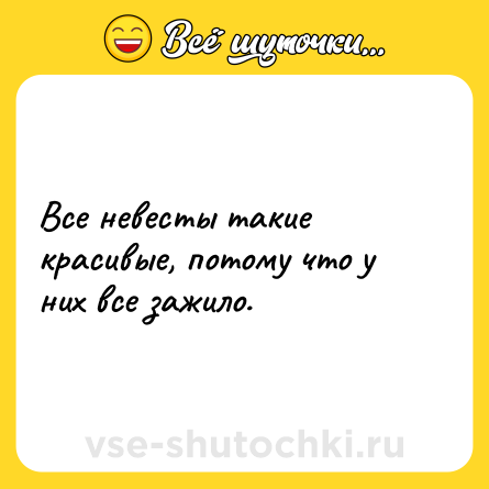 Шутка: Все невесты такие красивые, потому что у них все зажило.