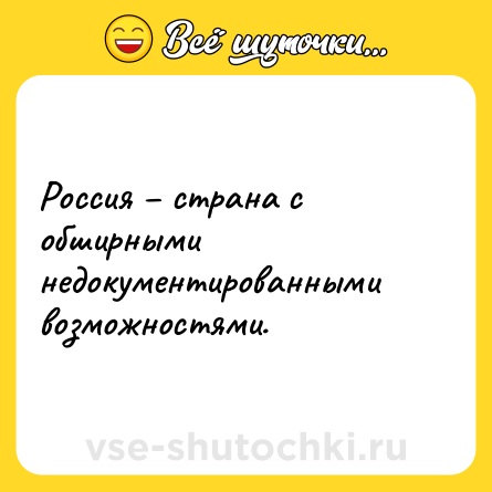 Шутка: Россия – страна с обширными недокументированными возможностями.
