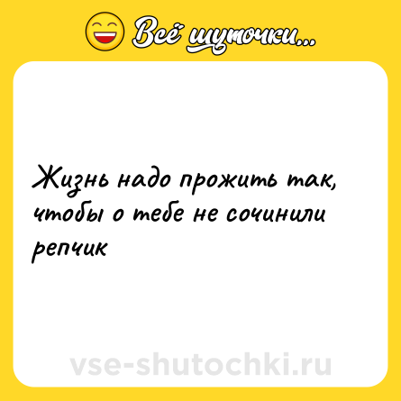Шутка: Жизнь надо прожить так, чтобы о тебе не сочинили репчик