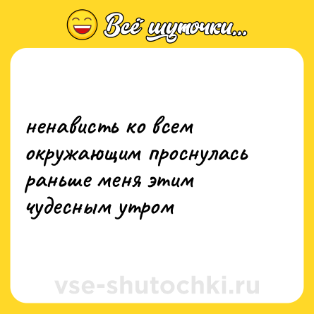 Шутка: ненависть ко всем окружающим проснулась раньше меня этим чудесным утром