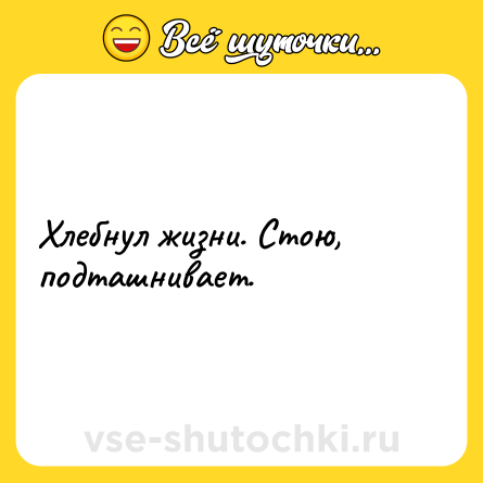 Шутка: Хлебнул жизни. Стою, подташнивает.