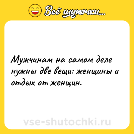 Шутка: Мужчинам на самом деле нужны две вещи: женщины и отдых от женщин.