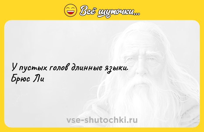 Цитата: У пустых голов длинные языки. Брюс Ли