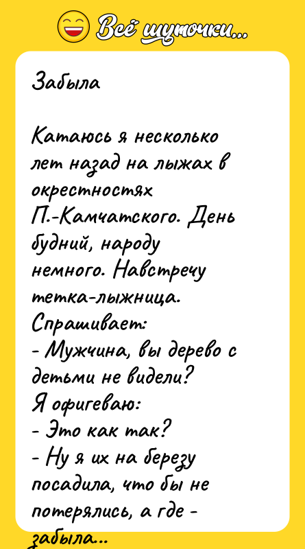 Забыла  Катаюсь я несколько лет назад на лыжах в