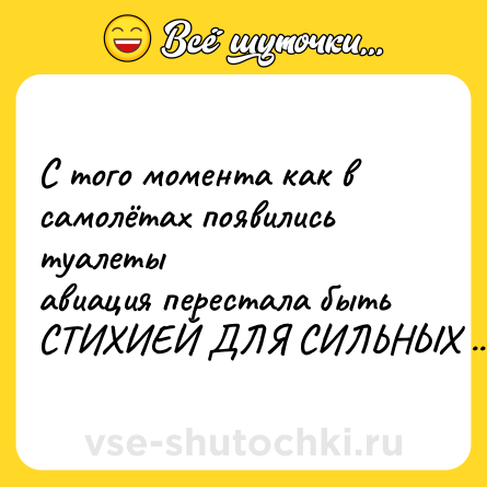 Шутка: С того момента как в самолётах появились туалеты<br>авиация перестала быть СТИХИЕЙ ДЛЯ СИЛЬНЫХ ...