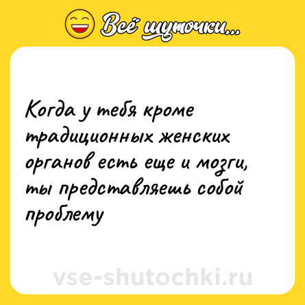 Шутка: Когда у тебя кроме традиционных женских органов есть еще и мозги, ты представляешь собой проблему