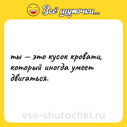 Шутка: ты — это кусок кровати, который иногда умеет двигаться.