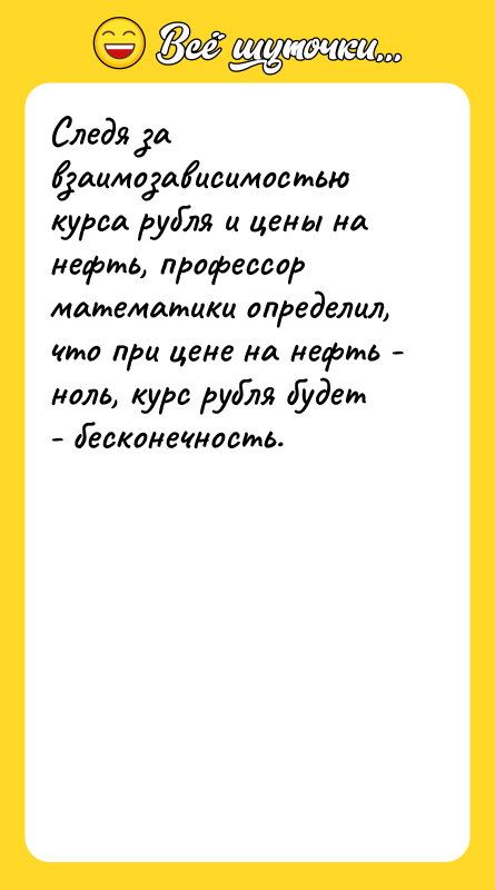 Следя за взаимозависимостью курса рубля и цены на нефть, профессор