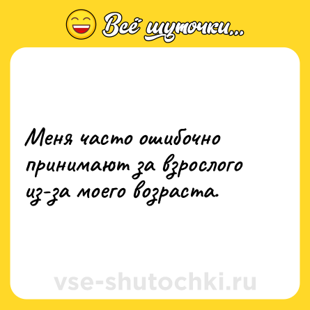 Шутка: Меня часто ошибочно принимают за взрослого из-за моего возраста.