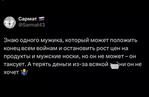 Тот самый мужик, который решит все проблемы 🚕 - Знаю одного мужика, который может положить конец всем войнам и
