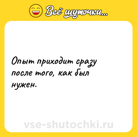 Шутка: Опыт приходит сразу после того, как был нужен.