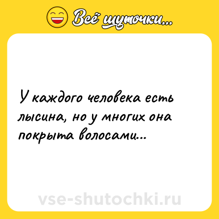 Шутка: У каждого человека есть лысина, но у многих она покрыта волосами...