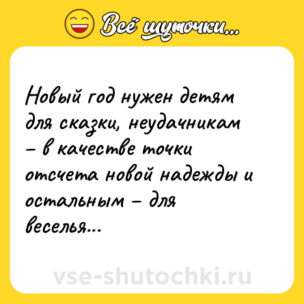 Шутка: Новый год нужен детям для сказки, неудачникам – в качестве точки отсчета новой надежды и остальным – для веселья...