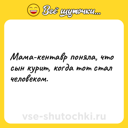 Шутка: Мама-кентавр поняла, что сын курит, когда тот стал человеком.