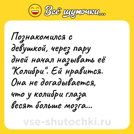 Шутка: Познакомился с девушкой, через пару дней начал называть её 