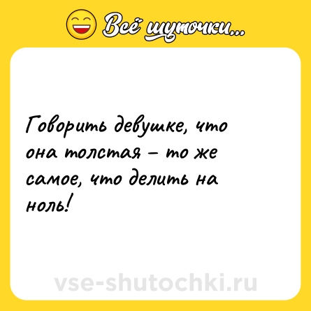 Шутка: Говорить девушке, что она толстая – то же самое, что делить на ноль!