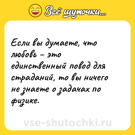 Шутка: Если вы думаете, что любовь – это единственный повод для страданий, то вы ничего не знаете о задачах по физике.