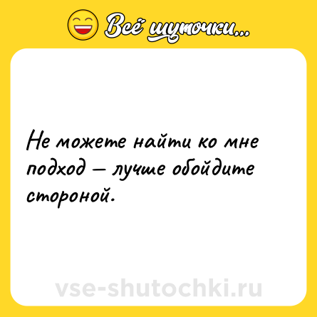 Шутка: Не можете найти ко мне подход — лучше обойдите стороной.