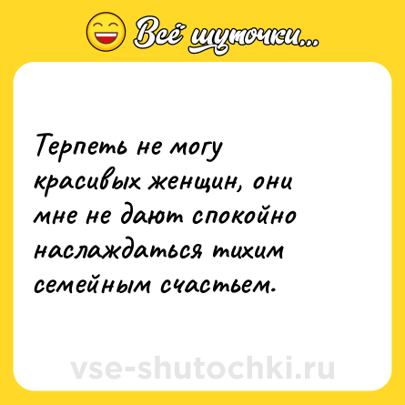 Шутка: Терпеть не могу красивых женщин, они мне не дают спокойно наслаждаться тихим семейным счастьем.