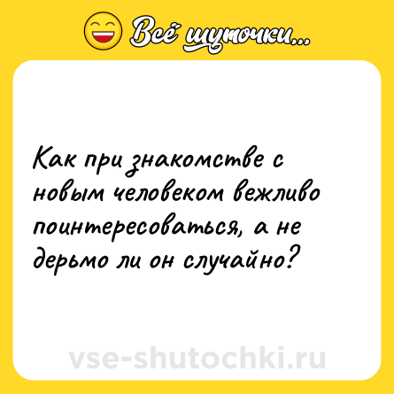 Шутка: Как при знакомстве с новым человеком вежливо поинтересоваться, а не дерьмо ли он случайно?