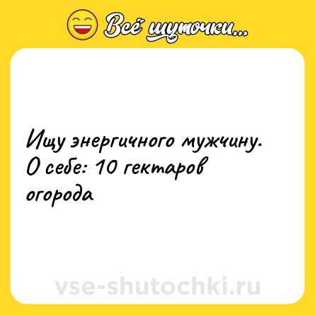 Шутка: Ищу энергичного мужчину. О себе: 10 гектаров огорода