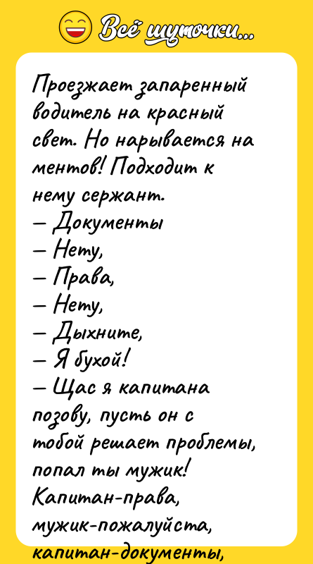 Проезжает запаренный водитель на красный свет. Но нарывается на ментов!