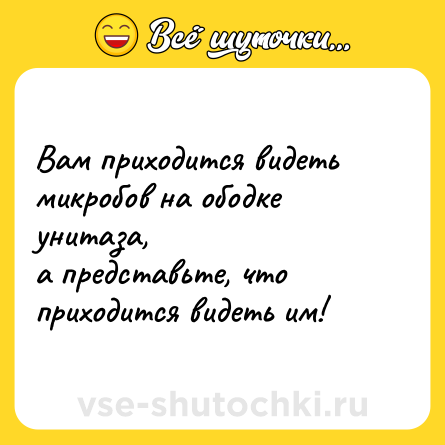 Шутка: Вам приходится видеть микробов на ободке унитаза,<br>а представьте, что приходится видеть им!