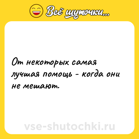Шутка: От некоторых самая лучшая помощь - когда они не мешают.
