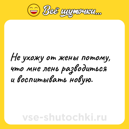 Шутка: Не ухожу от жены потому, что мне лень разводиться и воспитывать новую.