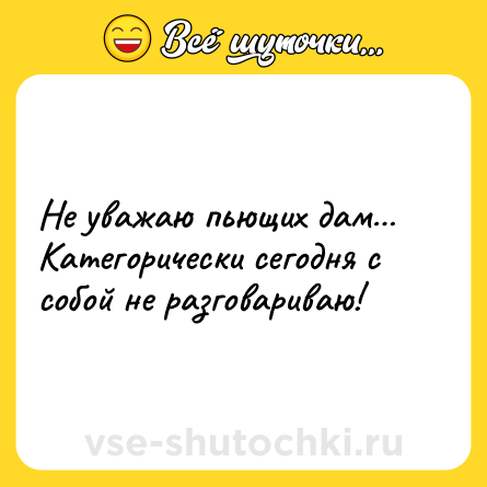 Шутка: Не уважаю пьющих дам… Категорически сегодня с собой не разговариваю!