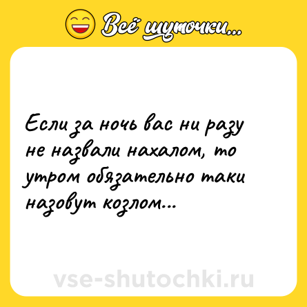 Шутка: Если за ночь вас ни разу не назвали нахалом, то утром обязательно таки назовут козлом...