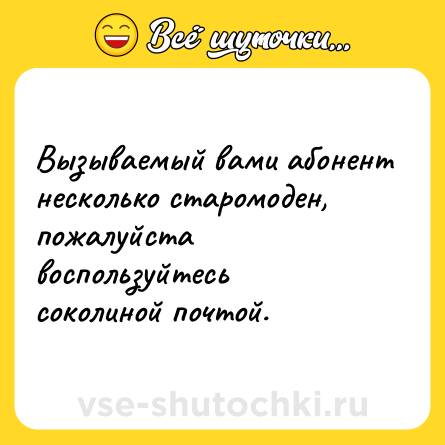 Шутка: Вызываемый вами абонент несколько старомоден, пожалуйста воспользуйтесь соколиной почтой.